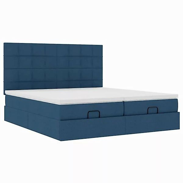 vidaXL Bett Ottoman-Bett mit Matratzen & LEDs Blau 180x200 cm Stoff günstig online kaufen