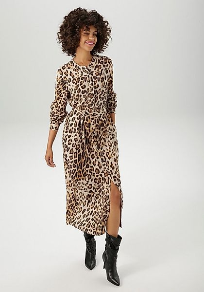 Aniston CASUAL Blusenkleid (mit abnehmbarem Bindegürtel) mit trendigem Leo- günstig online kaufen