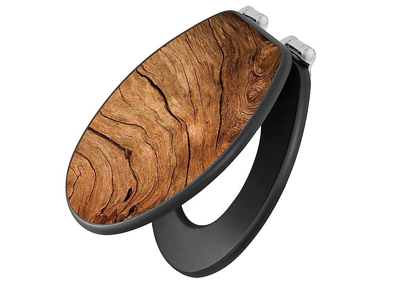 banjado WC-Sitz Anthrazit Motiv Trockenes Holz (umweltfreundliches Material günstig online kaufen
