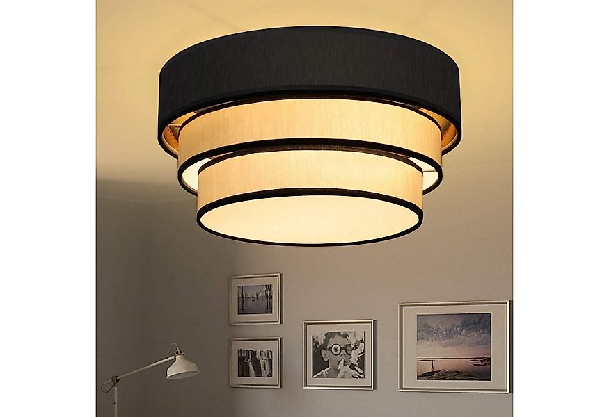 Nettlife Deckenleuchte Deckenleuchte aus Stoff in creme und schwarz, LED we günstig online kaufen