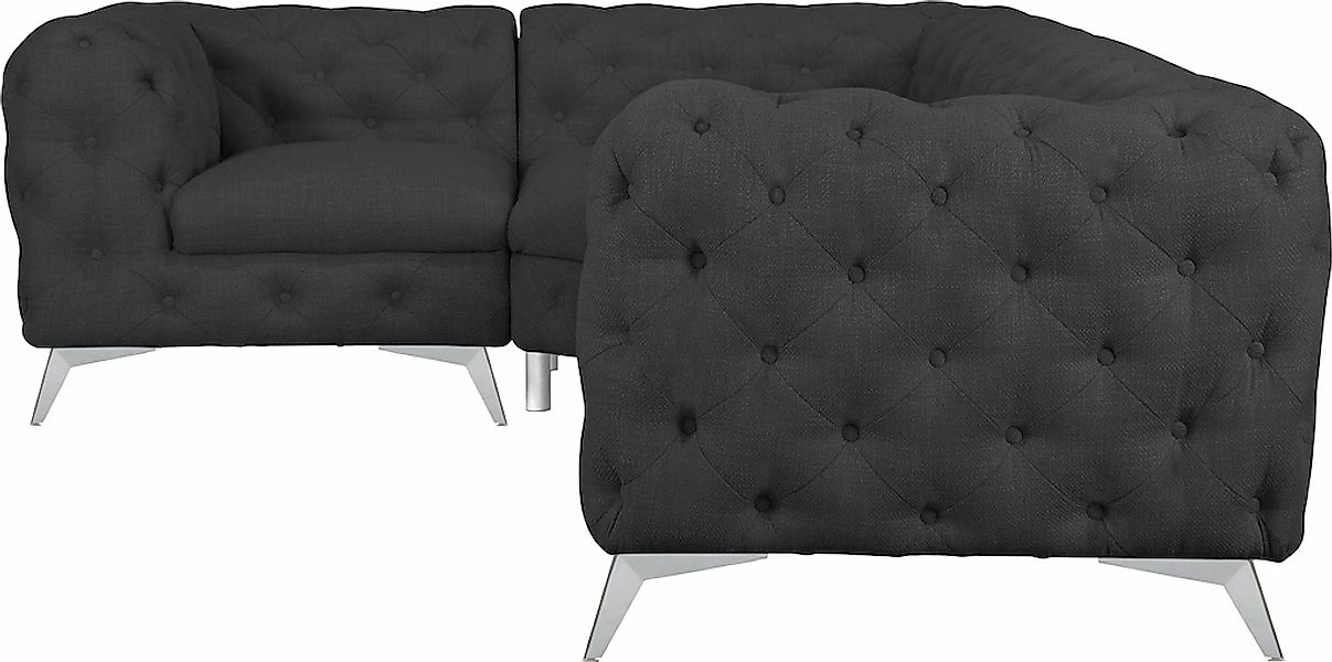 Home affaire Chesterfield-Sofa "Ecksofa GLYNIS L-Form mit Wellenunterfederu günstig online kaufen