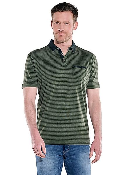 Engbers Poloshirt Herren Polo-Shirt gestreift, Khaki günstig online kaufen