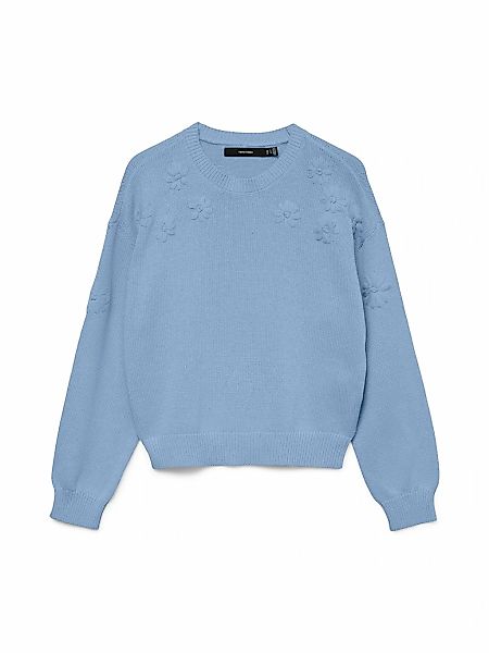 Vero Moda Strickpullover "VMDAISY EMB LS O-NECK PULLOVER BOO" mit zartem Bl günstig online kaufen
