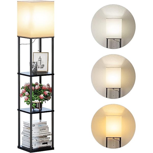 zggzerg Stehlampe Regal Dimmbar Inklusive 3-Farbtemperatur-LED-Lampe, günstig online kaufen