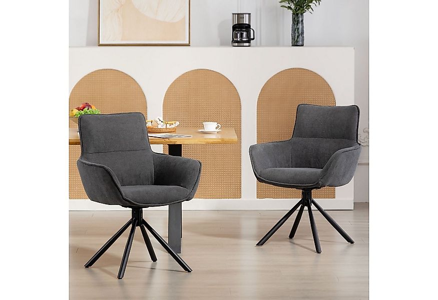 HOMCOM Esszimmerstuhl Drehbar Sessel mit Armlehne, Metallbeine (Küchenstuhl günstig online kaufen