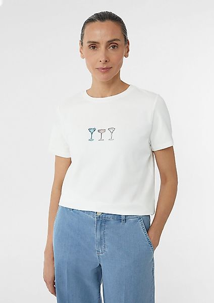 comma Kurzarmshirt T-Shirt Jersey-T-Shirt aus Baumwollmix günstig online kaufen