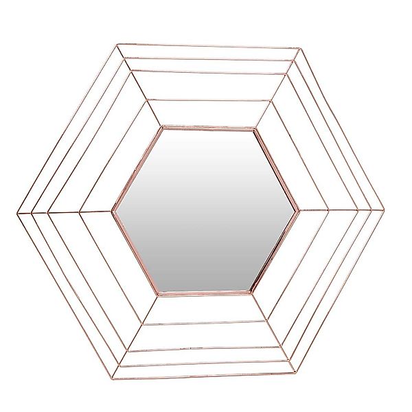 Flurspiegel in Kupferfarben Metall sechseckig günstig online kaufen