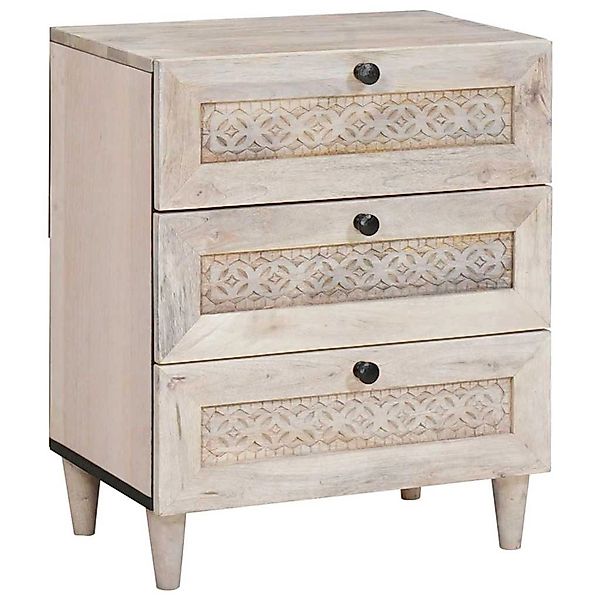 vidaXL Nachttisch Beige 50 x 33 x 60 cm Massives Mangoholz 4018125 günstig online kaufen