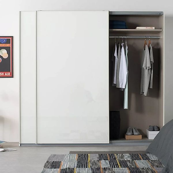 Malix Kleiderschrank mit 2 Schiebetueren (225 cm), Classic in Weiss mit wei günstig online kaufen