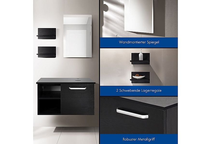 Puluomis Badezimmer-Set mit Spiegel, Badezimmerschrank mit 2 Regale ohne/mi günstig online kaufen