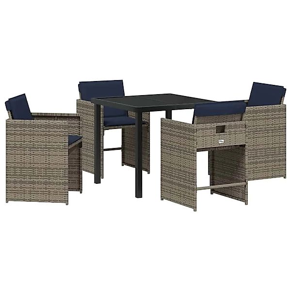 vidaXL Garten Essgruppe mit Kissen 5-Tlg Grau Poly Rattan 3380000 günstig online kaufen