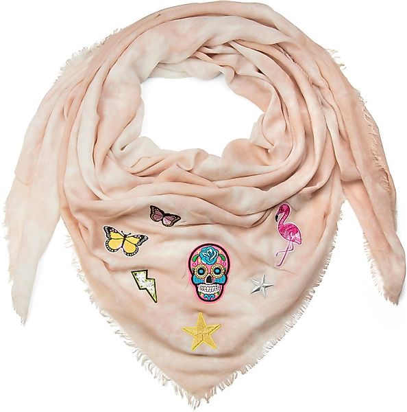 styleBREAKER Modetuch Vierecktuch mit Patches, (1-St) günstig online kaufen