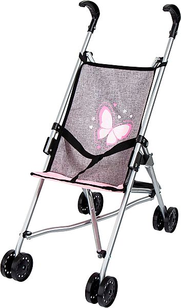 Bayer Puppenbuggy grau/rosa mit Schmetterling günstig online kaufen