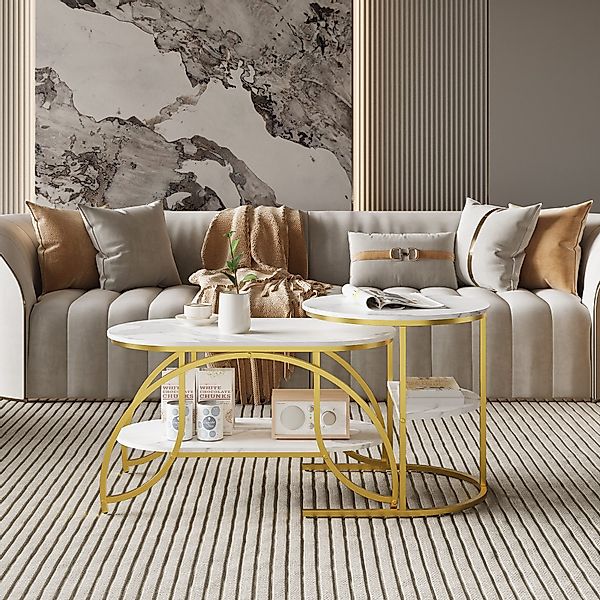 Gdood Couchtisch Rund Kaffeetisch Beistelltisch Satztische günstig online kaufen