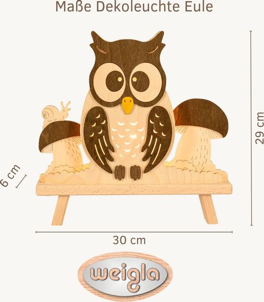 Weigla Dekolicht Eule, Dekolampe aus Holz, günstig online kaufen