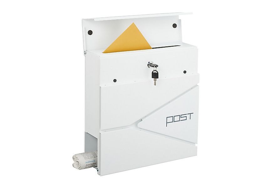 relaxdays Briefkasten mit Zeitungsfach (1-St), weiß günstig online kaufen