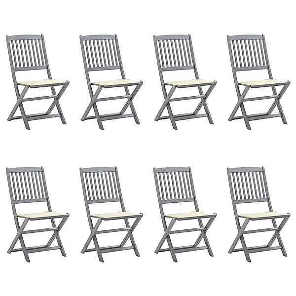 vidaXL Klappbare Gartenstühle 8 Stk mit Kissen Massivholz Akazie 3078292 günstig online kaufen