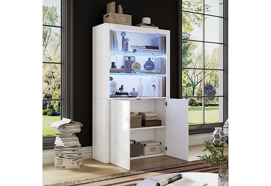 HAUSS SPOLE Vitrine Hochglanz mit LED-Leuchten, Displayschicht aus gehärtet günstig online kaufen
