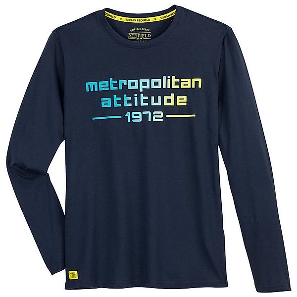 redfield Rundhalsshirt Redfield Übergrößen Longsleeve Metropolitan navy günstig online kaufen