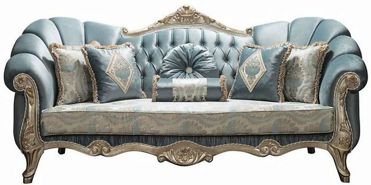 Casa Padrino Sofa Luxus Barock Sofa Türkis / Antik Silber 220 x 90 x H. 110 günstig online kaufen