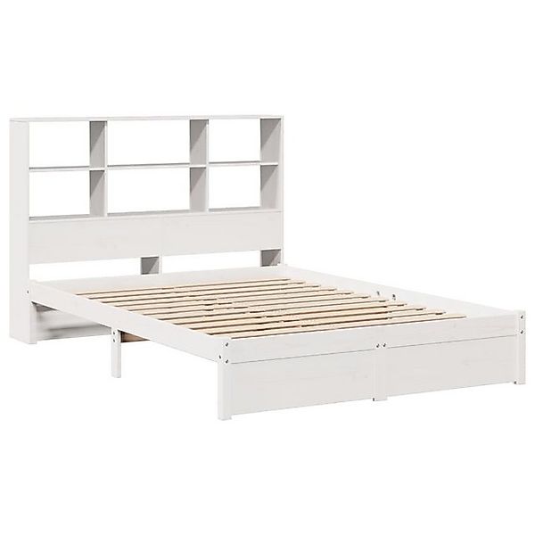 vidaXL Bett Massivholzbett mit Regal ohne Matratze Weiß 120x200 cm Kiefer günstig online kaufen