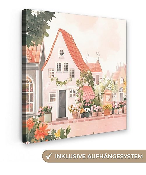 OneMillionCanvasses® Leinwandbild Blumen - Häuser - Dorf, Fotodruck (1 St), günstig online kaufen