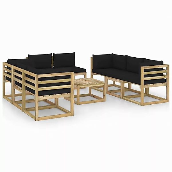 9-tlg. Garten-lounge-set Mit Kissen Imprägniertes Kiefernholz günstig online kaufen