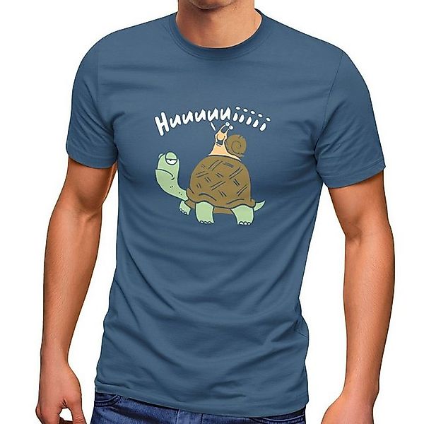 MoonWorks Print-Shirt Herren T-Shirt Schildkröte Schnecke Huuuuiiii Lustig günstig online kaufen