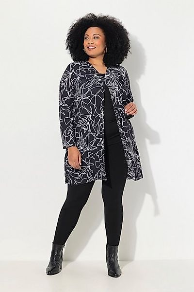 Ulla Popken Longshirt Jerseyjacke bedruckt A-Linie V-Ausschnitt Langarm günstig online kaufen