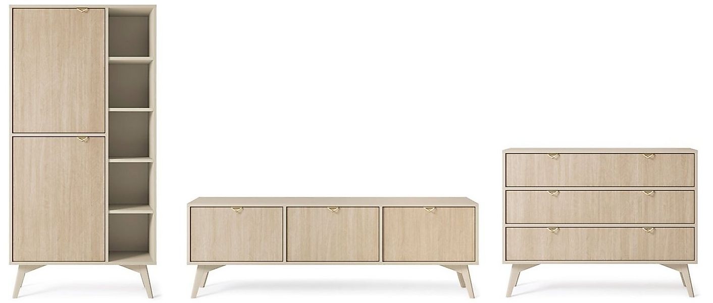 Feldmann-Wohnen Wohnwand Forest, (Forest, Wohnzimmer-Set), 3-teilig beige / günstig online kaufen