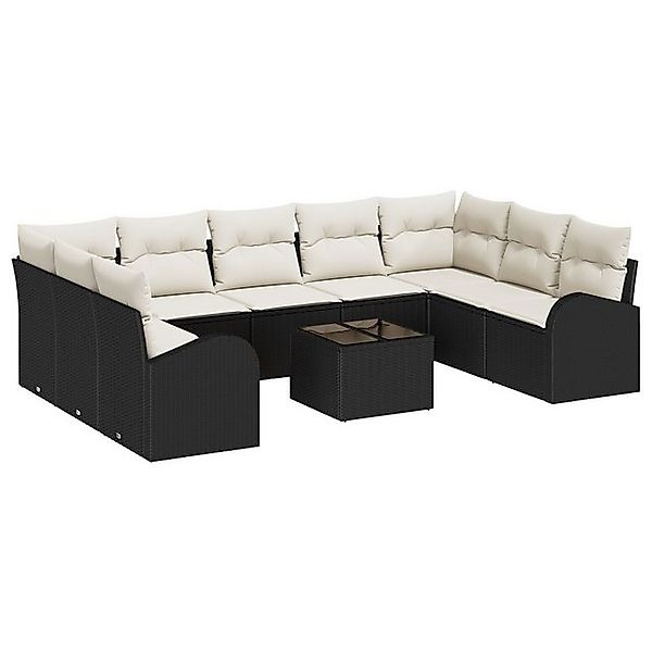 vidaXL Loungesofa 9-teiliges Garten-Sofa-Set mit Kissen Braunes Poly-Rattan günstig online kaufen