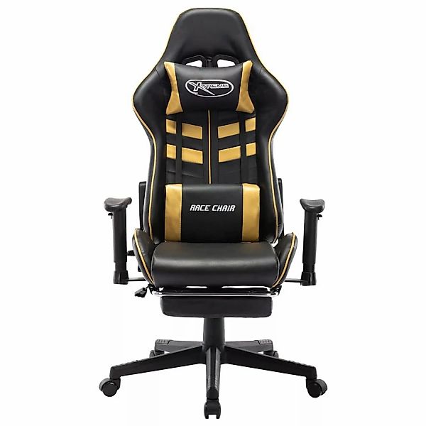 vidaXL Gaming-Stuhl mit Fußstütze Schwarz und Golden Kunstleder Modell 1 günstig online kaufen