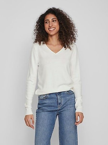 Vila V-Ausschnitt-Pullover VIRIL V-NECK L/S KNIT TOP - NOOS Materialmix, re günstig online kaufen