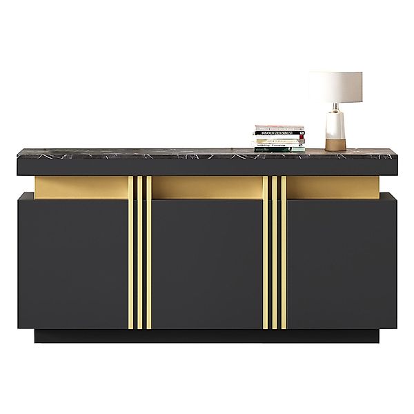 OKWISH Sideboard breite grifflose Schließfächer (Wohnzimmerschrank, günstig online kaufen