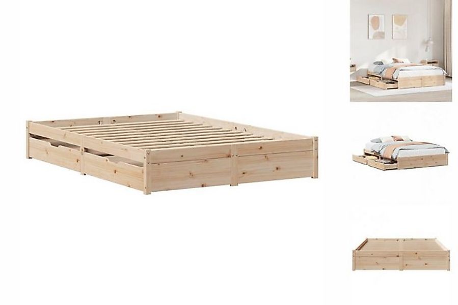 vidaXL Bettgestell Massivholzbett ohne Matratze 120x200 cm Kiefernholz Bett günstig online kaufen