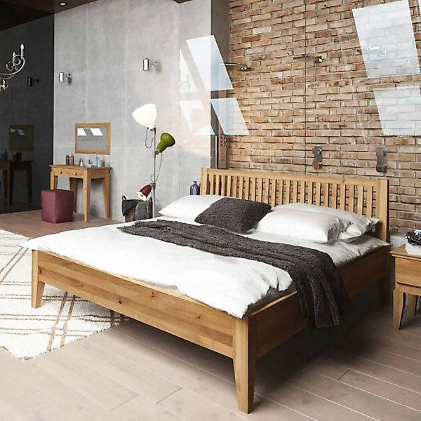 Schlafzimmer Bett aus Wildeiche Massivholz geölt günstig online kaufen