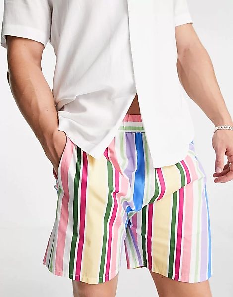 Vintage Supply – Bunte Shorts mit Retrostreifen, Kombiteil-Mehrfarbig günstig online kaufen