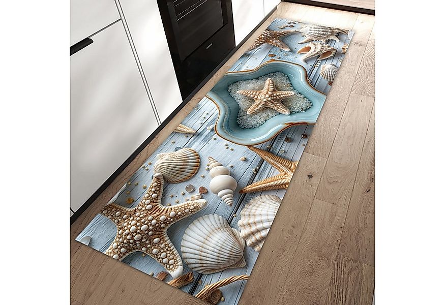 Primedeco Teppich Küchenteppich Muscheldeko Sternform PVC rutschfest abwasc günstig online kaufen