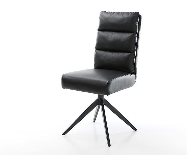 Drehstuhl Pela-Flex Echt-Leder Schwarz Kreuzgestell breit Schwarz 360° dreh günstig online kaufen