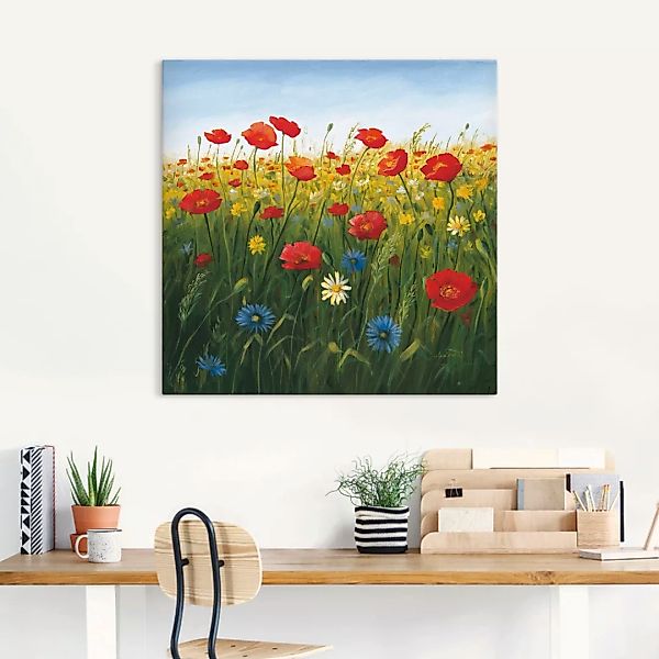 Artland Wandbild "Mohnblumen Landschaft I", Blumenwiese, (1 St.), als Alubi günstig online kaufen