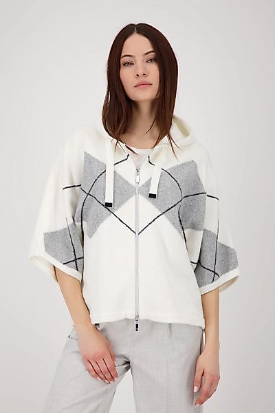 Monari Strickcape "Jacke Strickjacke Karo", Loose fit mit Rundhalsausschnit günstig online kaufen