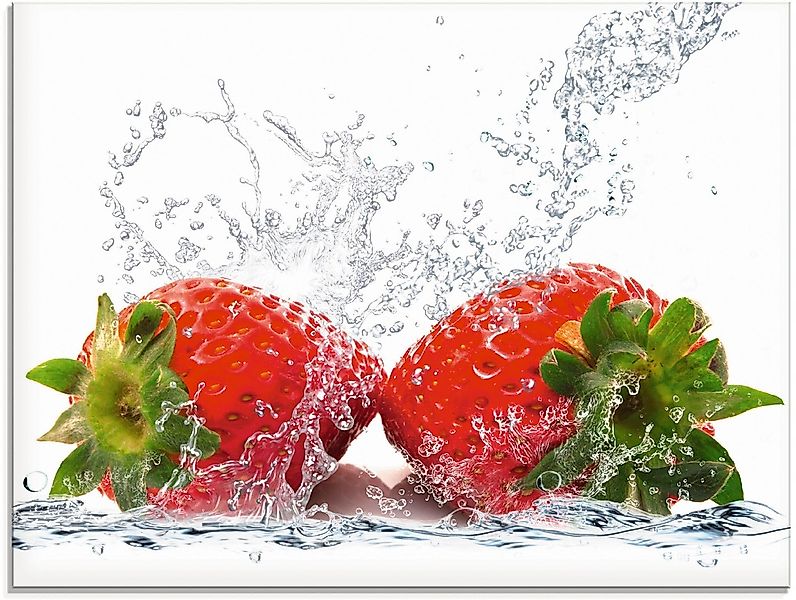 Artland Glasbild "Erdbeeren mit Spritzwasser" Lebensmittel 1 Stk. tlg. in v günstig online kaufen