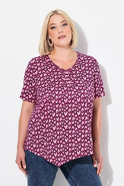 Ulla Popken T-Shirt T-Shirt Herzen Zipfelsaum günstig online kaufen