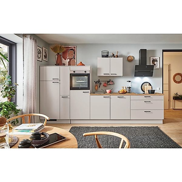 pino Küchenzeile 340cm Kaschmirgrau Anschlag,inks 1 Geräte-, 1 Apothekersch günstig online kaufen