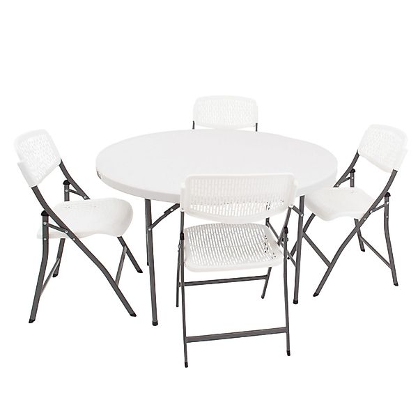 TRUTZHOLM Campingset Klapptisch Rund Durchmesser 120 cm Mit 4 Klappstühlen günstig online kaufen