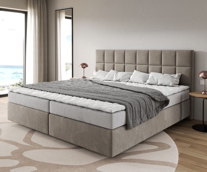 DELIFE Boxspringbett Dream-Fine, Mikrofaser Beige 200x200 günstig online kaufen