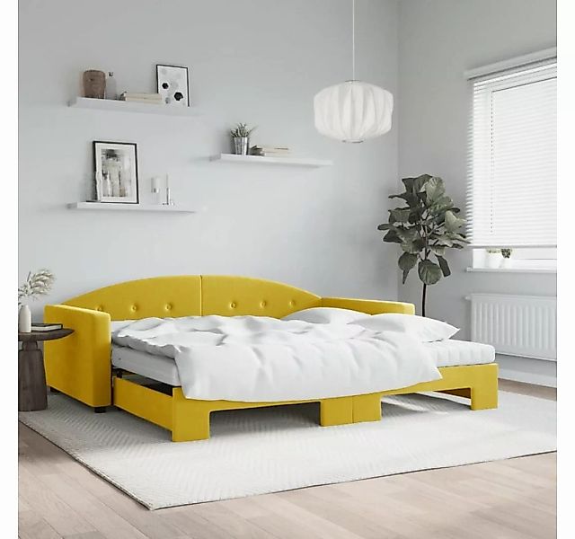 vidaXL Bett Tagesbett Ausziehbar mit Matratzen Gelb 100x200 cm Samt günstig online kaufen