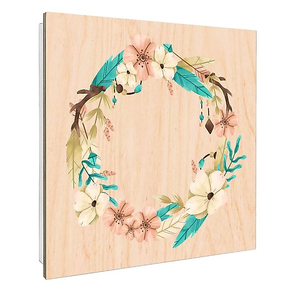 Banjado Großer Schlüsselbox Holz 30x30cm Weiß Scharnier Rechts 50 Haken Sch günstig online kaufen