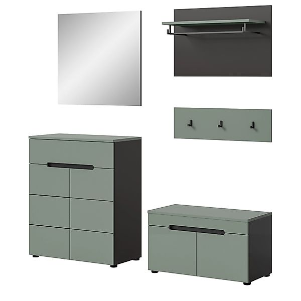 Inn.Furn Garderoben-Set 5-teilig in Salbei und Grau 175 cm Cooper günstig online kaufen