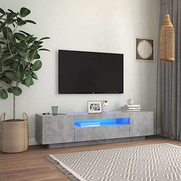 vidaXL TV-Schrank TV-Schrank mit LED-Leuchten Betongrau 160x35x40 cm Lowboa günstig online kaufen